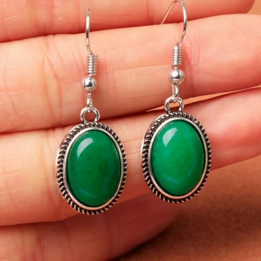 Vintage Oval Gemstone Earrings